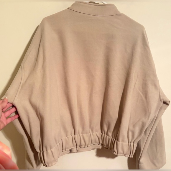 NWT Max Studio London Women's Tan Cream Button Up Cinched Waist Bomber Jacket XL - Picture 13 of 13